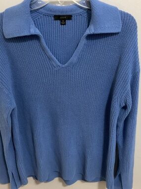 Women’s J. Crew 100% Cotton Johnny Collar V-neck Sweater, Medium